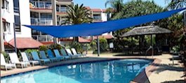 Heated pool at Casablanca Apartments